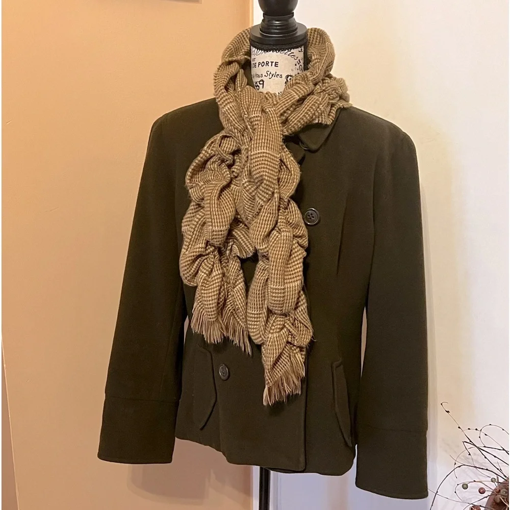 ‼️SOLD‼️ Esprit PEA COAT- Wool- Ladies Classic Chocolate Brown- XL w/ Scarf 🧣 - Picture 1 of 16